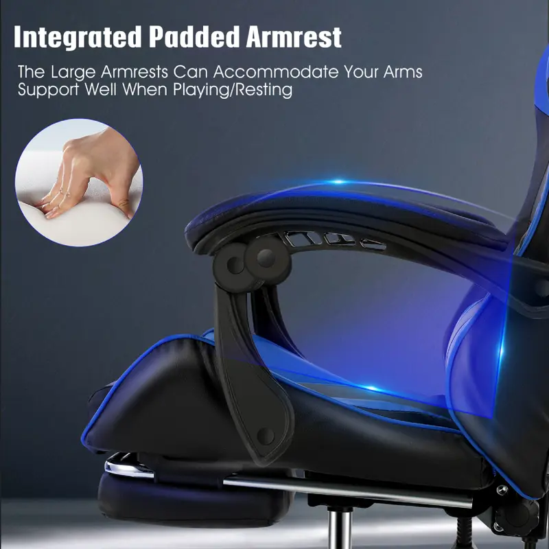 Ergonomic Leather Racing Gaming Chair Swivel Office Gamer Desk Chair UK 4