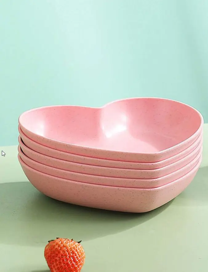Heart-Shaped Plastic Snack Plate, Set of 5, Suitable for Candy, Fruit, Home and Party Christmas Gift