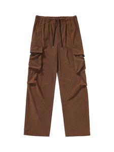 Men's Solid Color Corduroy Cargo Pants, Loose Casual Comfy Straight Leg Trousers for Spring & Fall, Woven Bottoms for Men