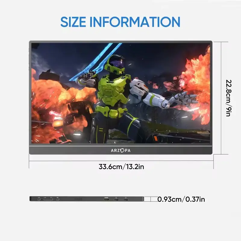 ARZOPA 16.1 inch 100% sRGB 144Hz Portable Monitor Gaming Laptop Display with Type C Mini HDMI For PS/Steam/Deck/Switch/PC/Mac 1