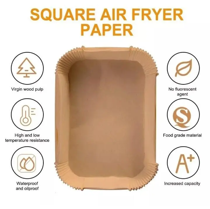 Disposable Air Fryer Liner Paper, 50/100pcs Rectangular Paper Air Fryer Liner Pots, Paper Basket Bowls, Baking Trays, Oven Accessories, Kitchen Gadgets, Household Baking Tools, Kitchen Accessories Bakeware Utensils air  fryer  paper  liners Silicone Meat 3