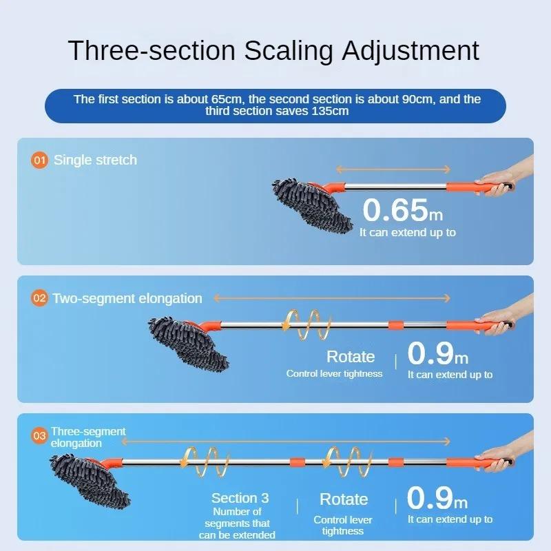 Double-Headed Car Wash Mop – Telescoping 3-Section Foam Brush for Roof, Windows & Vehicle Cleaning 2