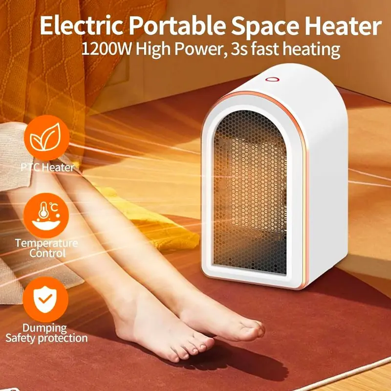 Electric Portable Space Heater 1200W Small Ceramic Fan Heater Low Energy UK Plug 6