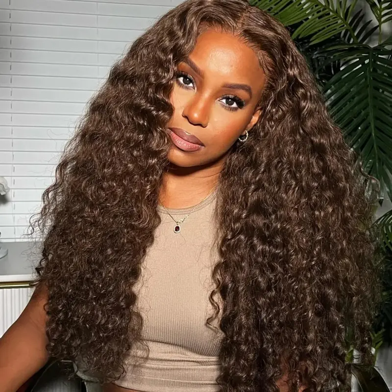 13x4 Deep Wave Chocolate Brown Lace Front Wigs Human Hair For Women 13x6 Hd Glueless Lace Frontal Wig 4x4 Closure Human Hair Wig 1