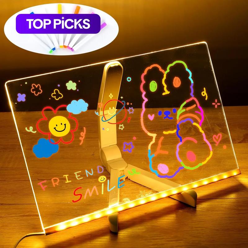 LED Light Up Note Board with 7 Colors Pen, USB Powered Acrylic Message ...