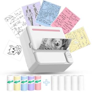 Mini Portable Label Printer, Wireless Sticker Printer, 1 Count Wireless Thermal Printer with 10 Rolls Print Paper, USB Rechargeable Image Notebook Drawing Stationery for Home School Office
