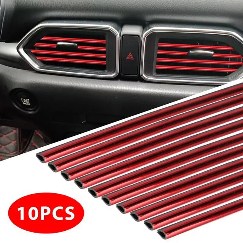 10× Car Accessories Interior Air Conditioner Air Outlet Decoration Stripes Cover 1