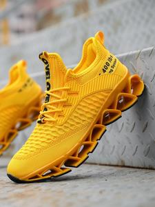 Men's Letter Design Running Sock Trainers for Gift, Summer Outfits 2025 Sporty Hollow Out Design Sole Lightweight Breathable Fashionable Running Shoes, Versatile Style, Stylish Design Round Toe Lace Up Shoes for Daily Work Out Gym Treadmill Footwear