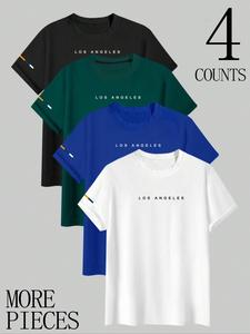 【Plus Size】 Men's Letter Print Crewneck Short Sleeve Tee, Casual Round Neck T-shirt for Summer, Men's Plus Size Top for Daily Wear, Graphic Tee, Streetwear, Menswear