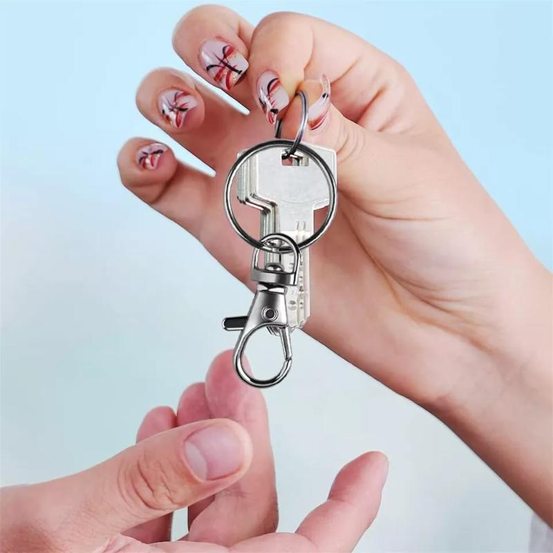 10Pcs Swivel Lobster Clasp Clips Hook Stainless Steel Key Ring Split Keychain UK 5