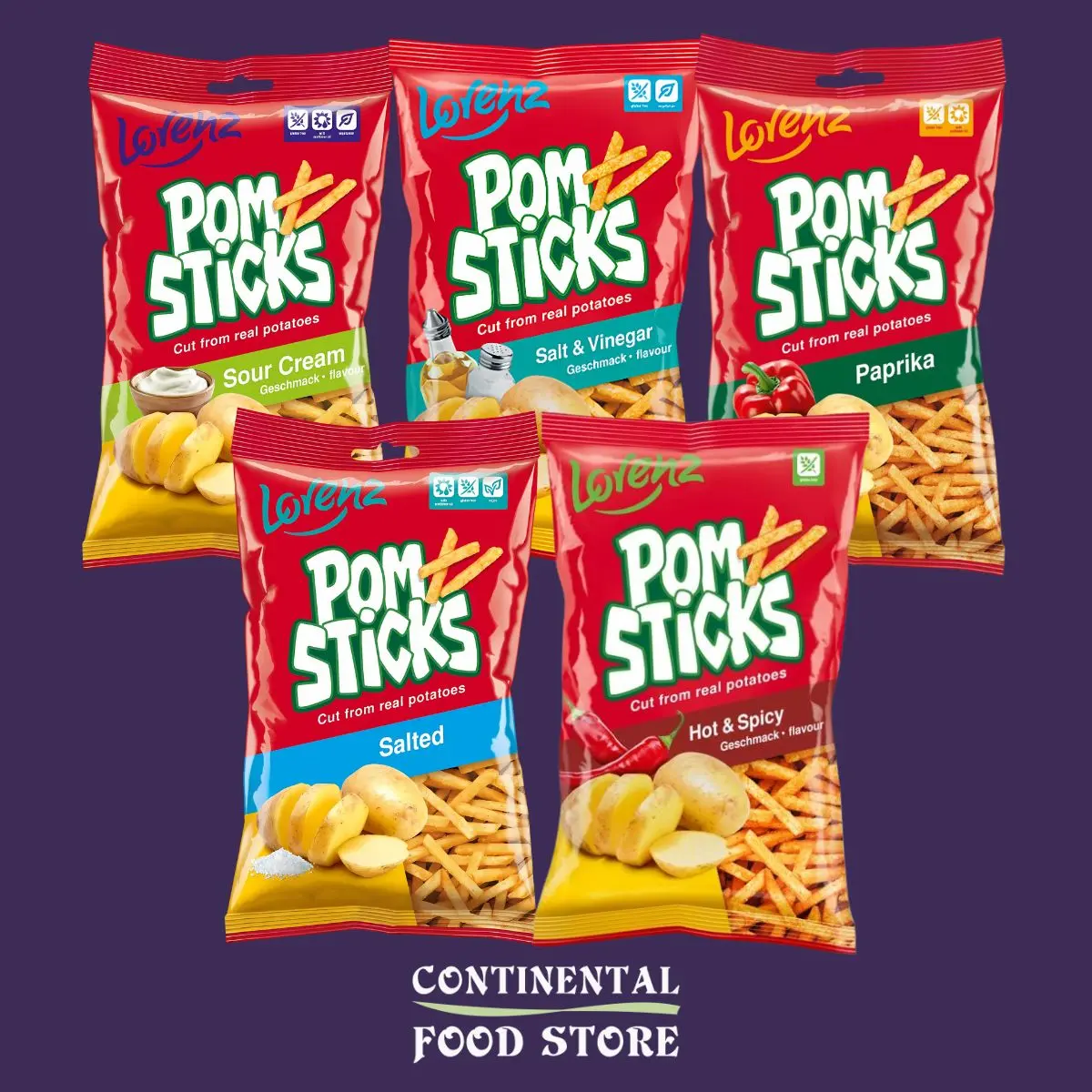 Lorenz - Pom Sticks 5 Flavours To Choose From - 85g potato chips