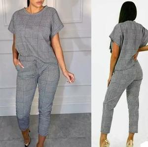 Findfashion Women's Co-Ord Check Boxy Suit Ladies Lounge Wear Set Two Piece Tracksuits