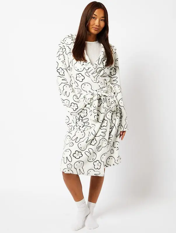 Miffy x Skinnydip Dressing Gown in White 3