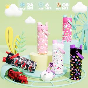 POWCAN Insulated Water Bottle 18/26 oz Dual-Purpose Straw & Pouring Lid Keeps Drinks Chilled 24 Hours Leak-Proof BPA-Free Double-Walled Stainless Steel Ideal for Sports Fitness Travel School Great Gift for Men Women meokylid