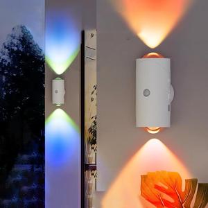 USB Rechargeable LED Night Light with Move Sensor, RGB Gradient Ambient Light, Dimmable Indoor Light, Magnetic Wall Light, Magnetic Step Lamp for Entryway, Bedside, Desk, Closet