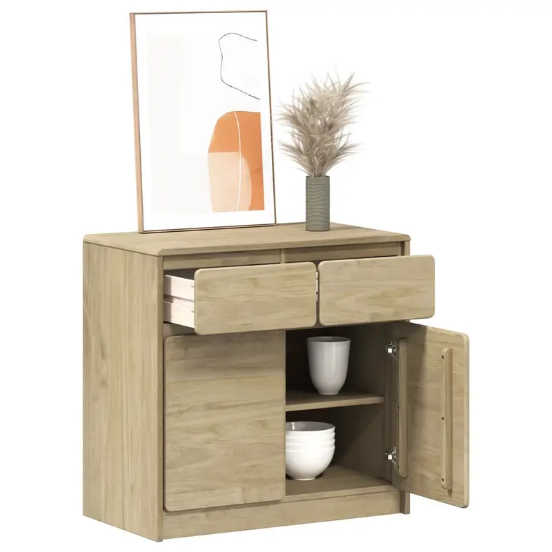 Sideboard Sauda Oak 80X43X75.5 Cm Solid Wood Pine 0