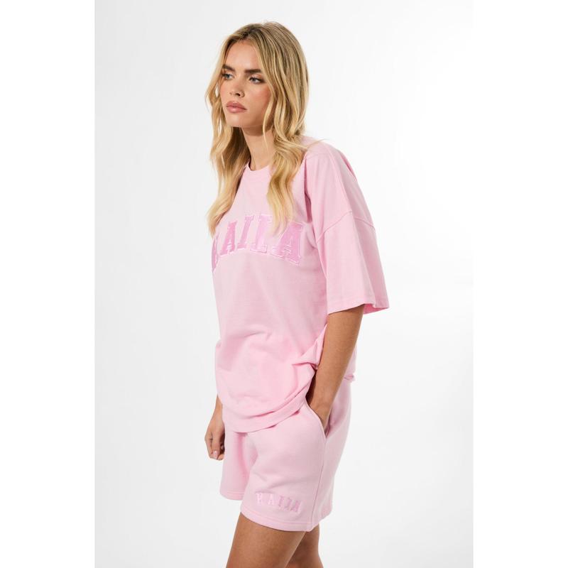 Kaiia Logo Sweat Shorts Baby Pink 5