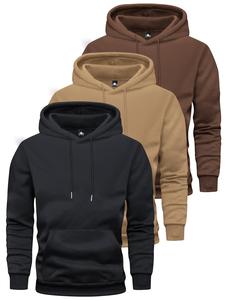 Men's Solid Color Drawstring Pocket Hoodie, Casual Regular Fit Long Sleeve Hooded Sweatshirt for Spring & Fall, Men's Top for Daily Wear