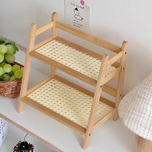 Bamboo Desktop Storage Rack, 1 Count Multifunctional Layered Kitchen and Home Storage Box, Floor Standing Bookshelf, Practical Rack for Home