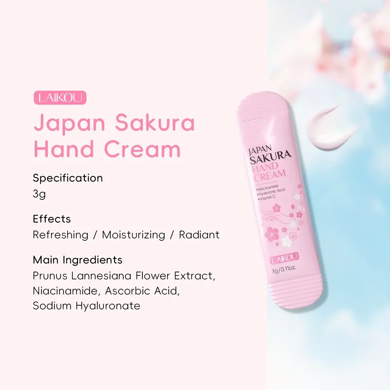LAIKOU 20pcs Japan Sakura Hand Cream - Hypoallergenic, Moisturizing with Glycerin & Vitamin C - Travel-Friendly, Hydrating Dry Skin, Valentine'S Day Gift Option 3