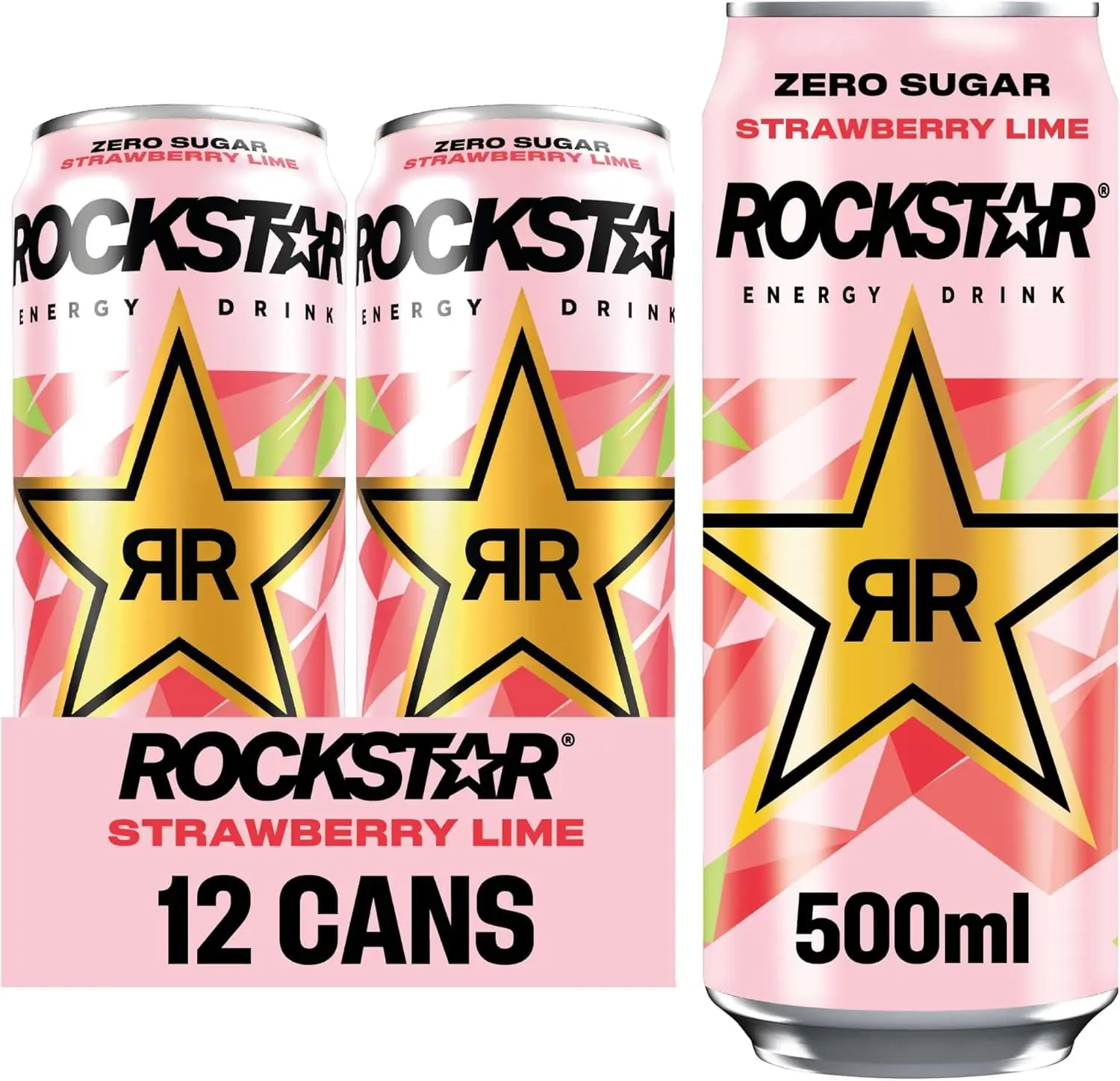 12 x 500 ml Rockstar Refresh Energy Drink Strawberry & Lime