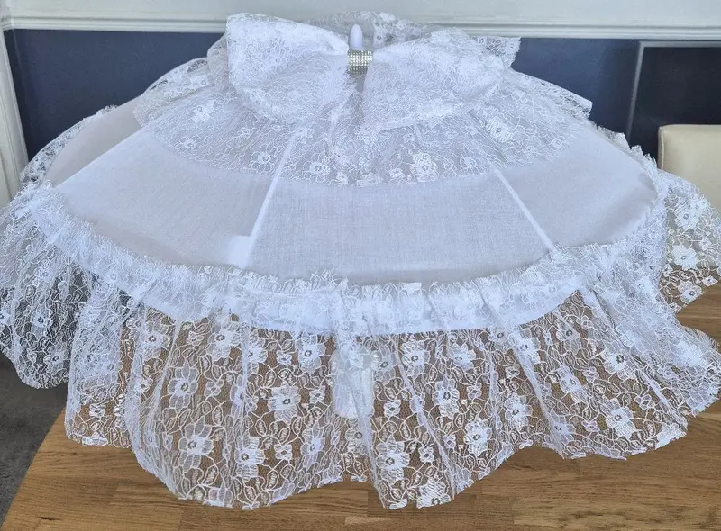 Product Introduction of Pram/Pushchair Parasol Universal  White lace Frills and Bows 5