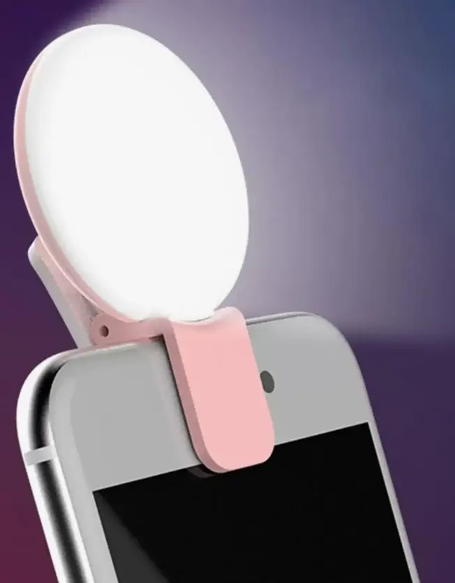 1pc Clip-On Round Portable Selfie Light, Selfie Ring Light LED Light Portable LED Video Light Dimmable