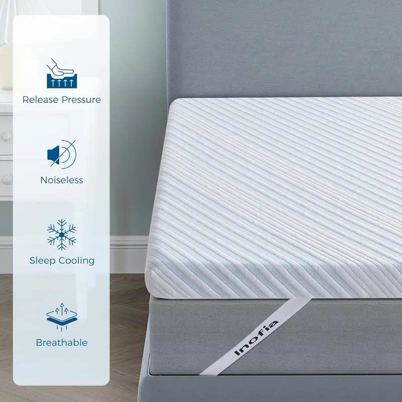 Double Mattress Topper Gel Memory Foam, 5CM Dual Layer with Breathable Cover, Washable & Removeable, 2-in-1 Mattress Topper Soft Comfort, GELEX Cooling for Rest Easy, 100 Night Home Trial 4