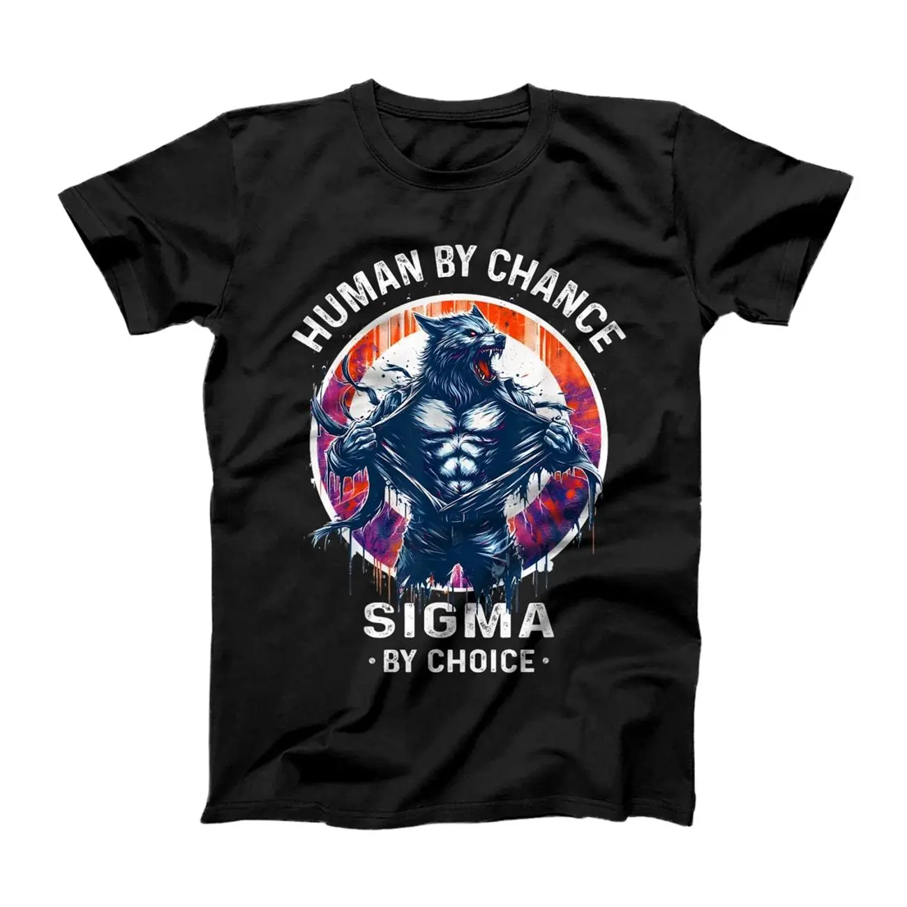 Funny Human By Chance Sigma By Choice Sigma Shirt Rizz Wolf T-Shirt - Sweatshirt - Hoodie YHS