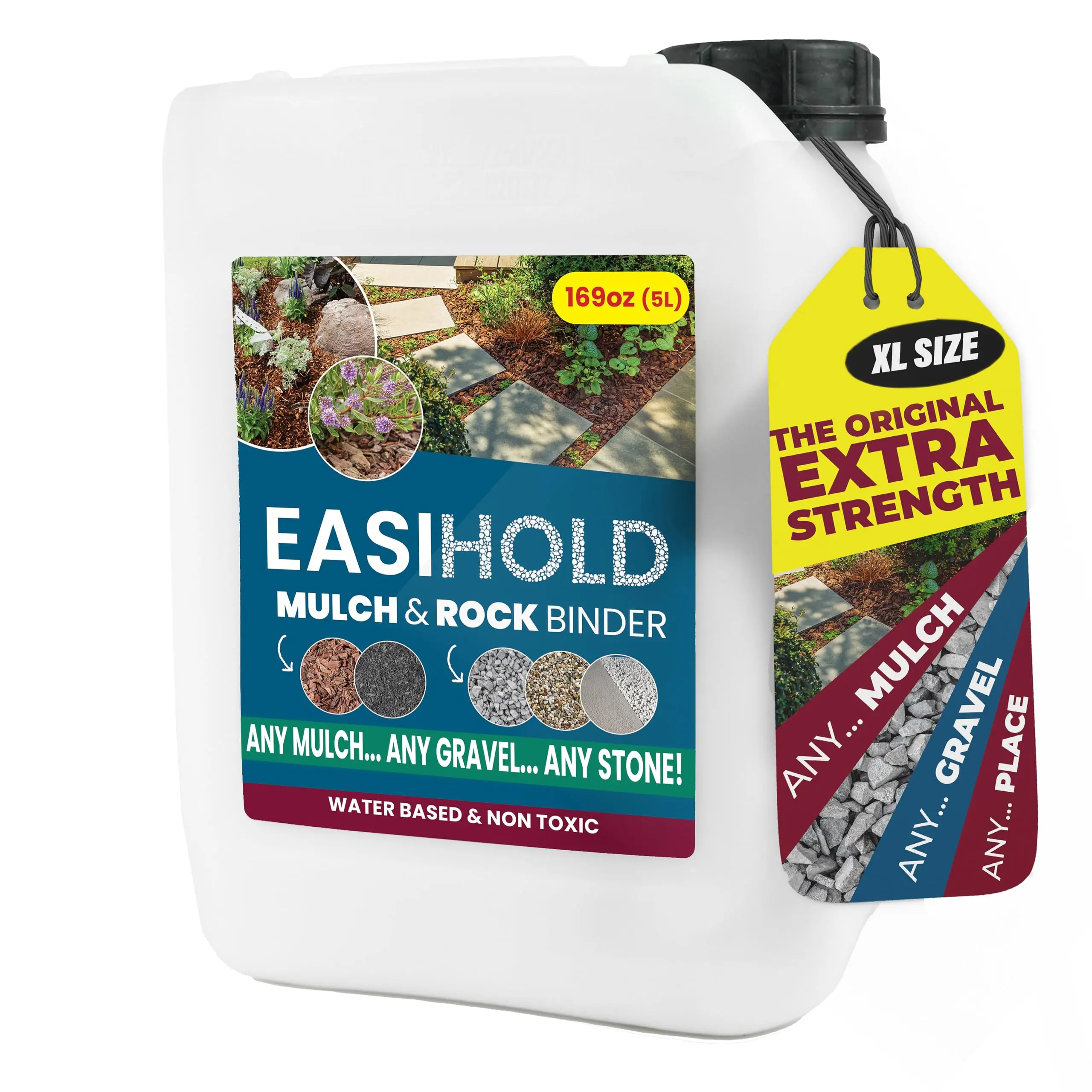 vuba EASIHOLD ROCKS - 5L XL Gravel Binder for Bonding Stones, Bark and Gravel on Borders, Patios and Garden Paths. Lasts up to 3 Years, Non Toxic, Ready to Use.…
