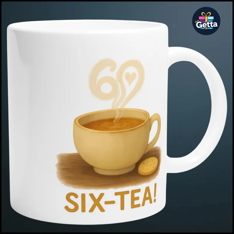 60th Birthday Present - Six-Tea!' Mug - Cheeky Gift for Tea Lovers - Perfect for Birthdays and More - Free Shipping on TikTok Shop by Gift Getta Specialist Coffemug Makers We Make Presents and Cups for All Celebrations 8