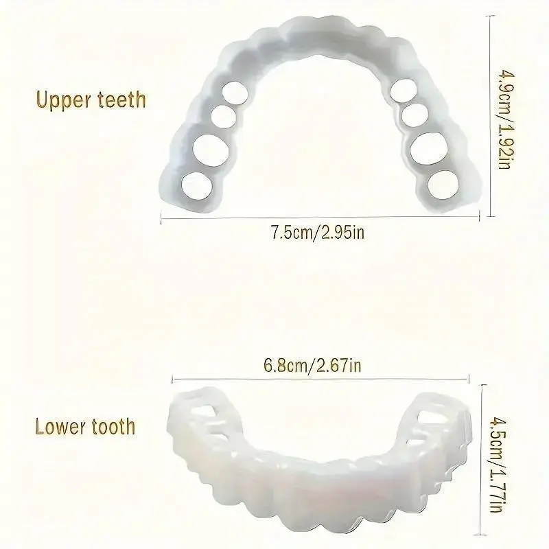 2pcs Comfortable And Flexible White Denture Veneers With Upper And Lower Denture Accessories, Unisex, Easy-to-Wear Dental Accessories - The Ultimate Denture Veneer Solution To Boost Your Confidence Oral 5