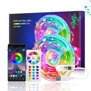 Colorful LED Strip Light, Music Sync Color Changing Strip Light with 24 Key Remote Control, Smart Bluetooth-compatible APP Control Light Bar, Gift, RGB LED Lights, Decor