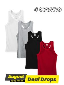 Men's Solid Ribbed Sports Tank Top, Breathable Quick Drying Sleeveless Sports Top for Gym Workout, Casual Comfy Men's Sportswear for All Seasons, Athletic Activewear, Gymswear