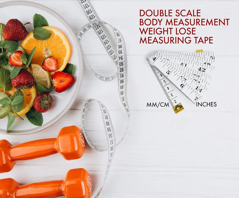 Dual Sided Durable Measuring Tape for Body and waist Measure includes free BMI weight control app and eBook, Clothes Fabric Sewing Tape Made Of Flexible Fiber Glass 1