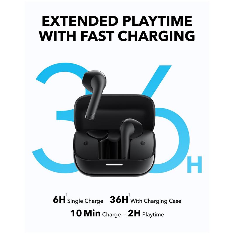 soundcore K20i by Anker, Semi-in-Ear Earbuds, Bluetooth Wireless, 36H Playtime, Fast Charge, Clear Sound, Comfortable Fit, ENC 2-Mic Clear Calls, Custom EQ, IPX5, Bluetooth 5.3, App Control 3