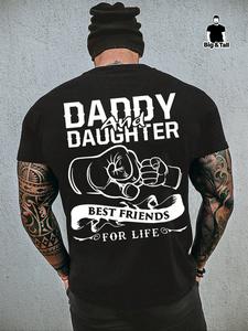 Men's Plus Size Letter Graphic Round Neck Tee, Regular Fit Short Sleeve Crew Neck T-shirt for Summer, Casual Men's Top for Daily Wear