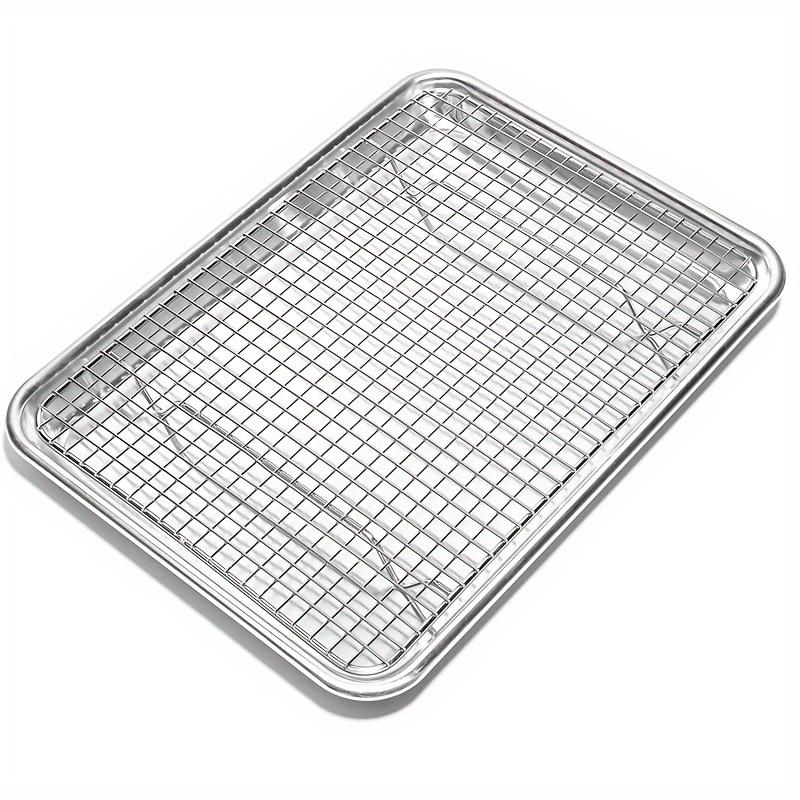 Stainless Steel Baking Pan With Cooling Rack Set, Pan With Extra Thick Edge For Cooking And Baking, Ramadan Supplies Christmas Gift Bakeware 5