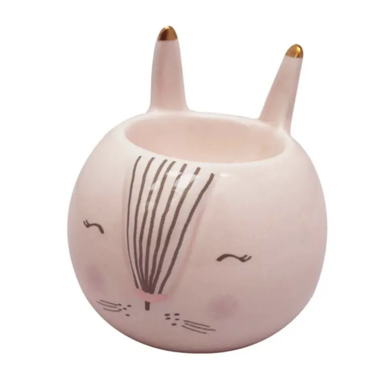 Pink Ceramic Bunny Egg Cup – Gift Boxed Easter Tableware with Gold Details 3