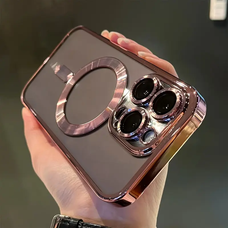Wireless Charging Shockproof iPhone Case - High-Quality Electroplated Magnetic Absorption with Clear TPU Material - Includes Lens Film Protector 1
