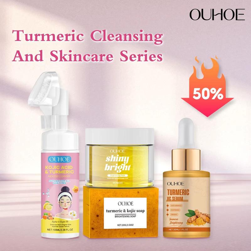 Ouhoe 100g Kojic Acid Turmeric Skin Brightening Soap cleansing series Reduce Dark Spot Anti Acne Moisturizer Exfoliating Soap 0