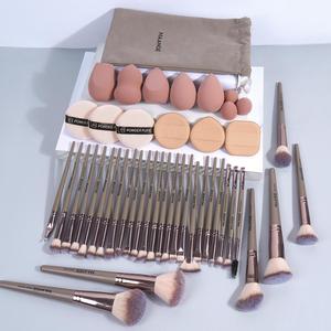 MAANGE Professional Makeup Brushes Set, 30pcs Makeup Brushes & 1 Velvet Pouch & 14pcs Multi-use Powder Puff, Makeup Tools for Women, Cosmetics
