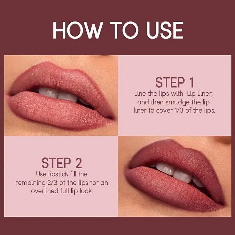 6Pcs Lipstick Lip Liner Set, Non-Stick Cup Not Fade Waterproof Long Lasting Nude lip stain Makeup Kits Velvety Nude Lipliner Lip Gloss Make Up Gift Set For Women 4