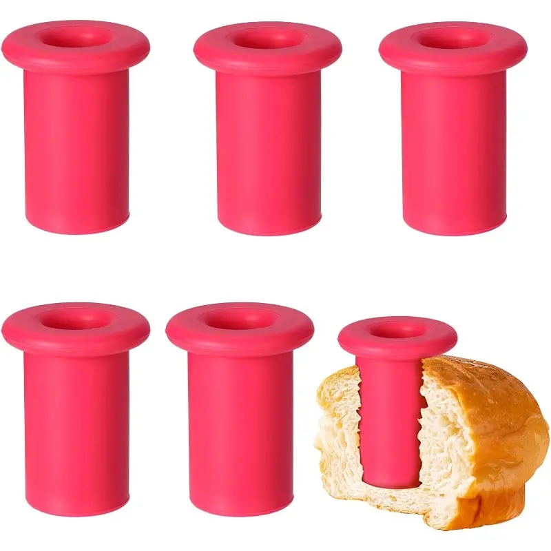 6pcs Cupcake Corer Tools, Cupcake Hole Cutter Plunger for Filling Decorating Silicone Reusable Cupcake Hole Puncher Cake Digging Hole Muffin Cake Pastry Corer for Kitchen Cookie Baking (Pink)