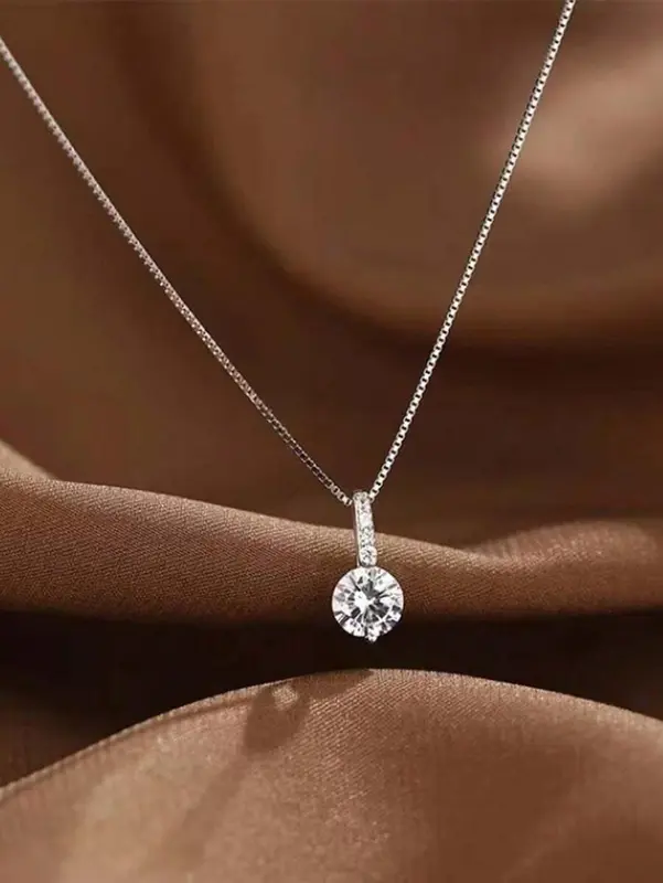 1pc Women's Sparkling Necklace with Cubic Zirconia Teardrop Pendant, Clavicle Chain, Valentine's Day Gift, Wedding Party Jewelry 0