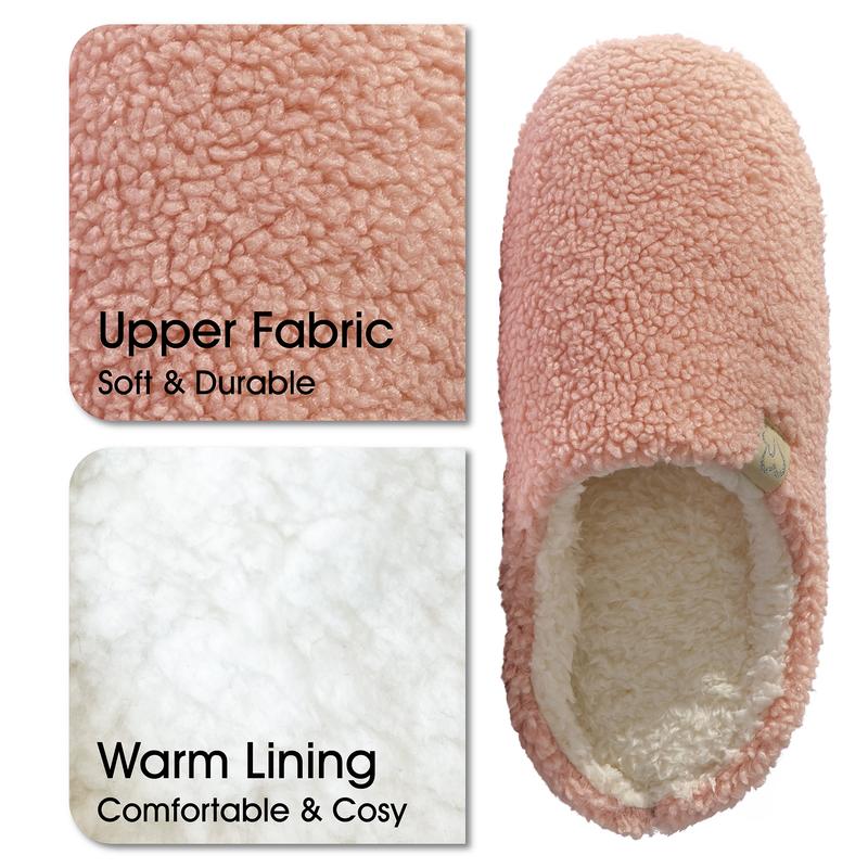 Ladies Fleece Slippers Womens Memory Foam Mule Two-Tone Breathable Soft Cosy 3