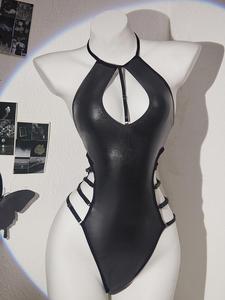 Women's Solid Color Cut Out Tie Back Teddy Bodysuit, Sexy Backless Halter Neck Bodysuit for Party Holiday Vacation, Ladies Sexy Lingerie