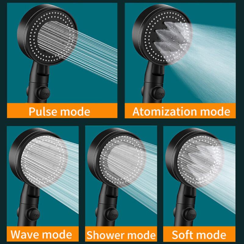 Product Introduction of High Pressure Bath Shower Head 5 Mode Large Chrome Handset Heads Water Saving UK 36