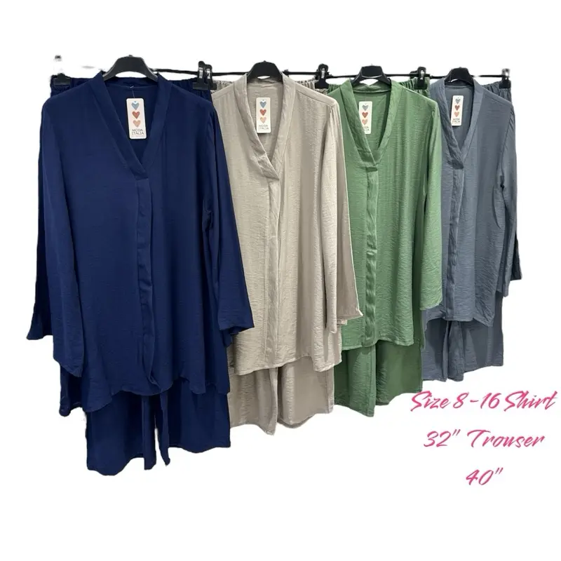 Women’s Two Piece Coord Set Shirt length 32 inches Trouser 40 inches UK Size 8-16 Womenswear Comfort