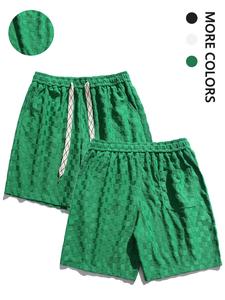 Men's Loose Solid Textured Drawstring Waist Shorts, Casual Elastic Waist Pocket Straight Leg Shorts for Summer, Fashion Men's Bottoms for Daily Wear